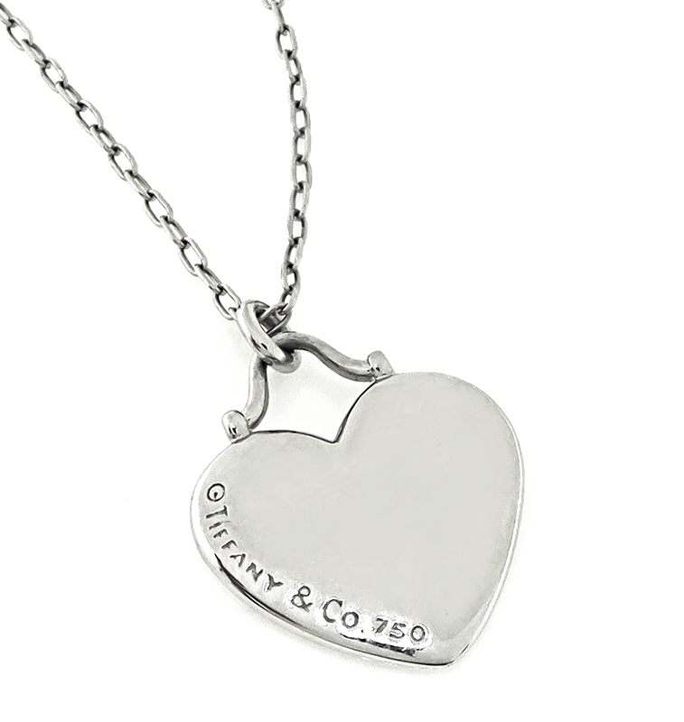 Estate Tiffany & Co Diamond Heart Pendant Necklace