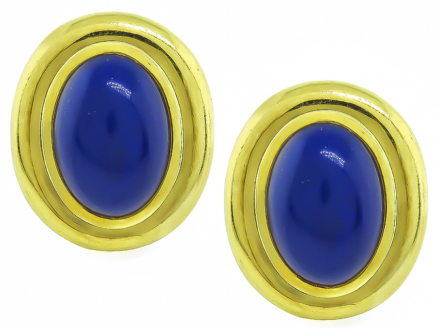 Estate Tiffany & Co Lapis Gold Paloma Picasso Earrings