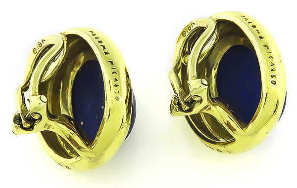 Estate Tiffany & Co Lapis Gold Paloma Picasso Earrings