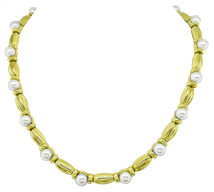 Estate Tiffany & Co Pearl Gold Necklace