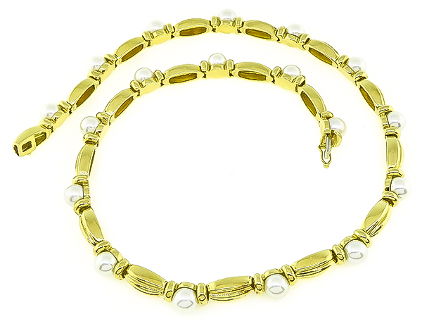 Estate Tiffany & Co Pearl Gold Necklace