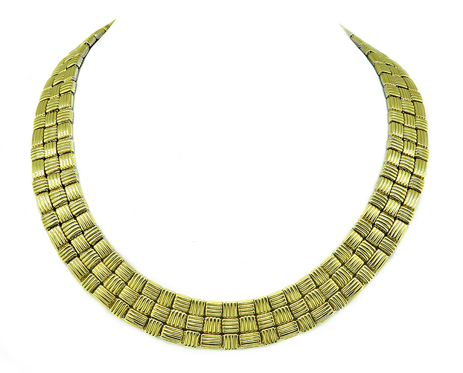 Estate Two Tone Gold Reversible Weave Necklace