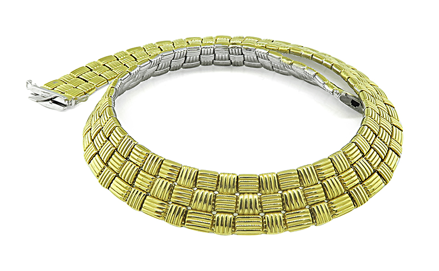 Estate Two Tone Gold Reversible Weave Necklace