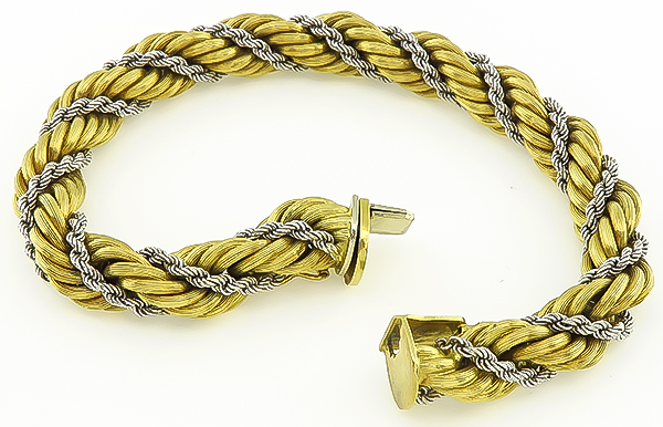 Estate Two Tone Gold Twisted Rope Bracelet