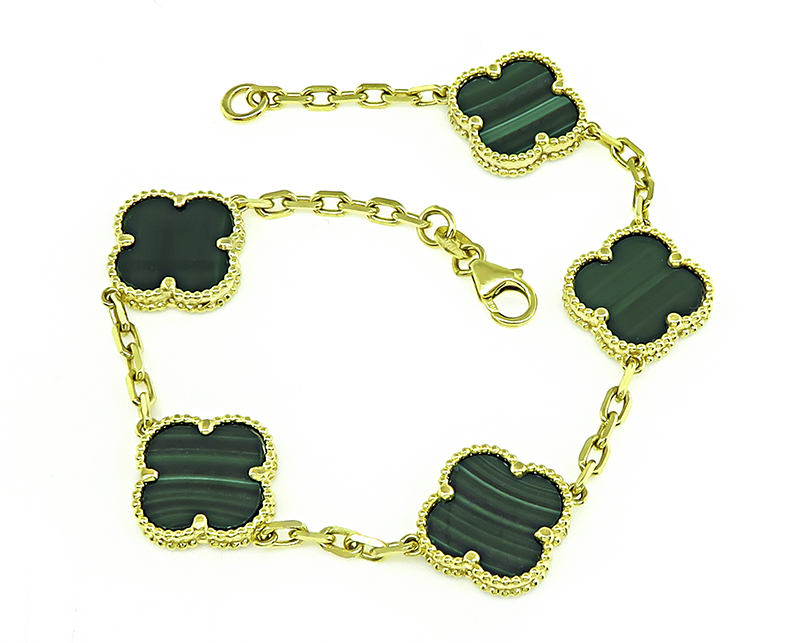 Estate Malachite Gold VCA Alhambra Style Bracelet