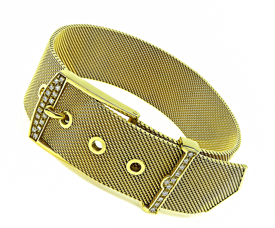 Estate Diamond Gold Belt Buckle Bracelet