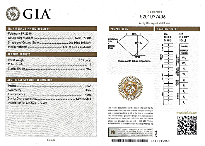 Estate GIA Certified 1.05ct Diamond Engagement Ring