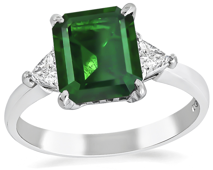 GIA Certified 1.37ct Natural No Oil Emerald Diamond Engagement Ring