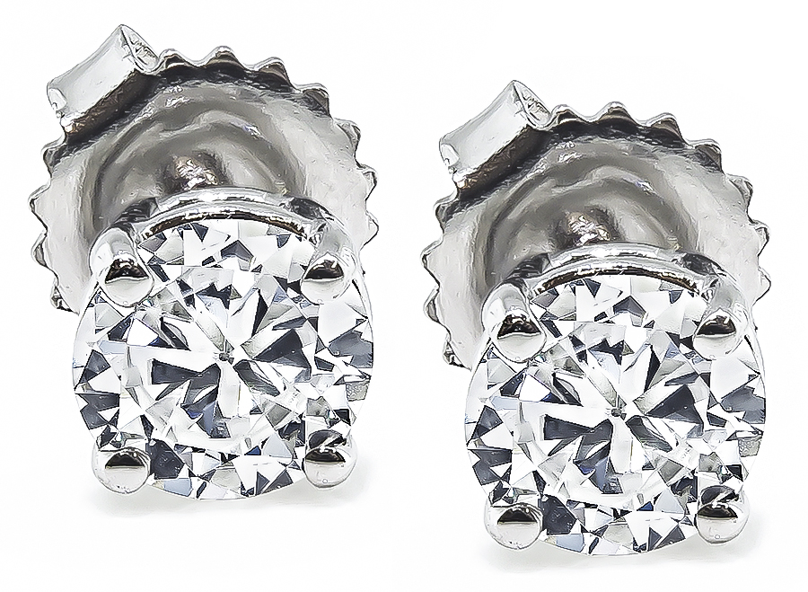 Estate GIA Certified 1.08cttw Diamond Stud Earrings