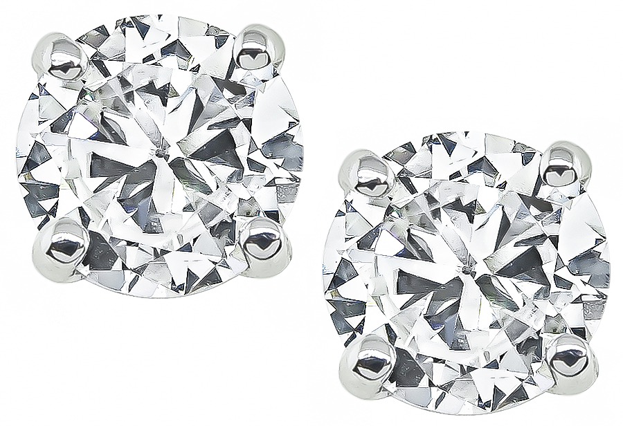 Estate GIA Certified 1.08cttw Diamond Stud Earrings