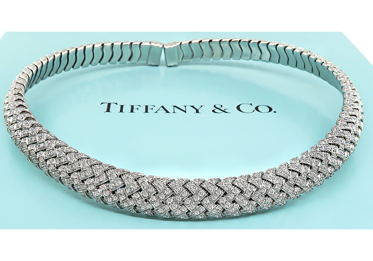 Tiffany & Co 18.00ct Diamond Vannerie Choker Necklace