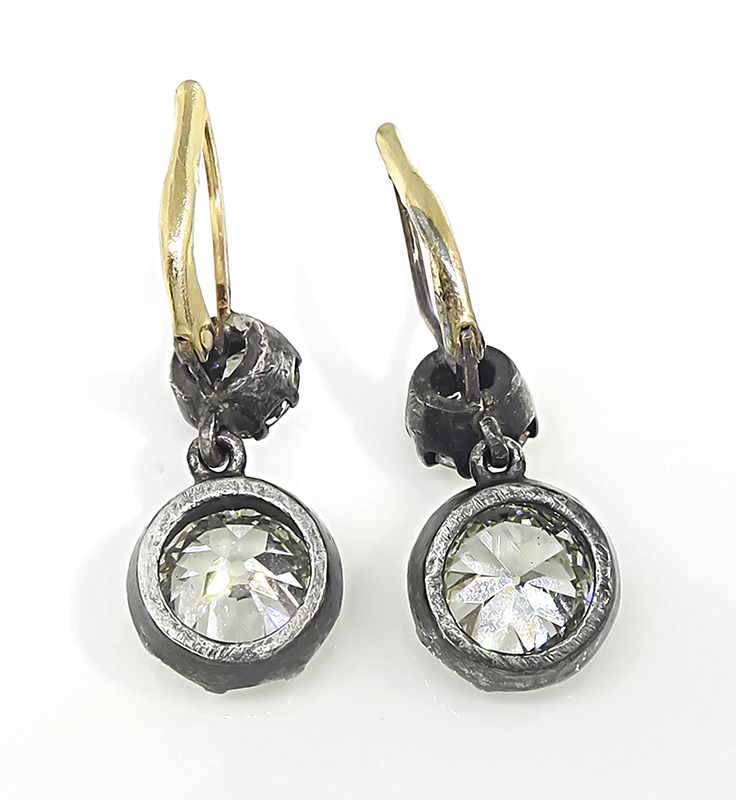 Victorian 5.98cttw Diamond Silver and Gold Earrings