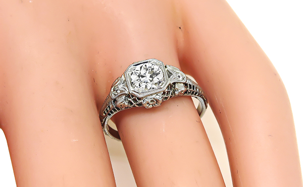 Vintage GIA Certified 0.59ct Diamond Engagement Ring