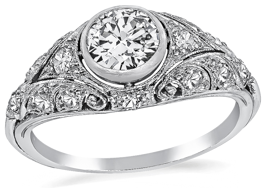 Art Deco 0.65ct Diamond Engagement Ring