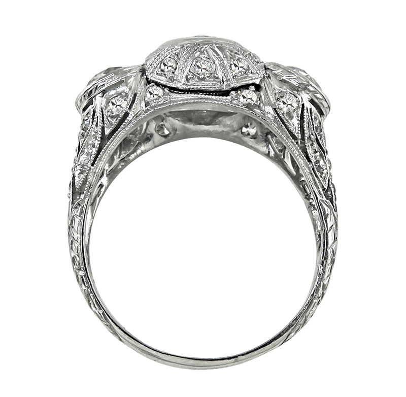 Vintage 0.85ct Center Diamond 1.00ct Side Diamond Ring