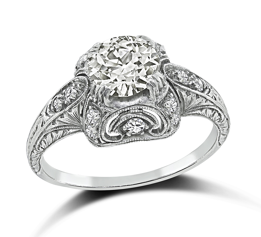 Art Deco 0.95ct Diamond Engagement Ring