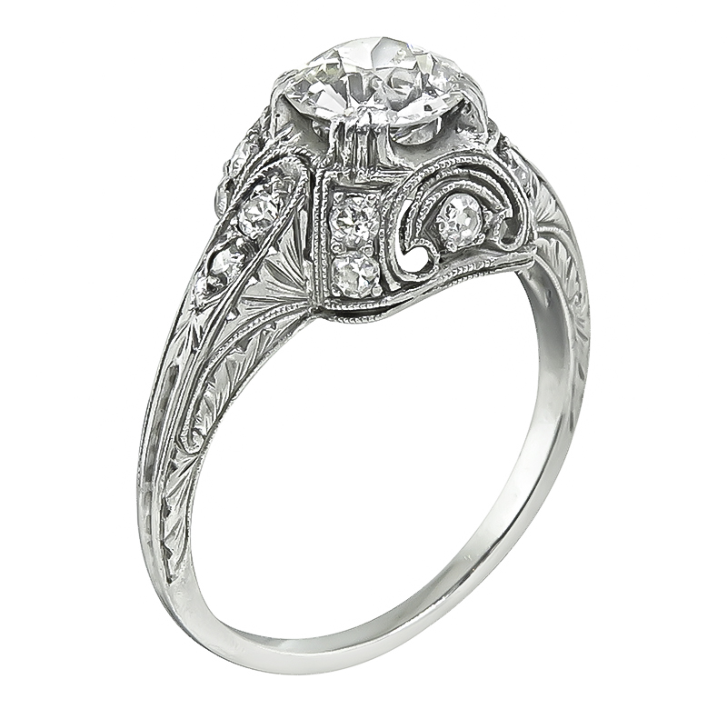 Art Deco 0.95ct Diamond Engagement Ring