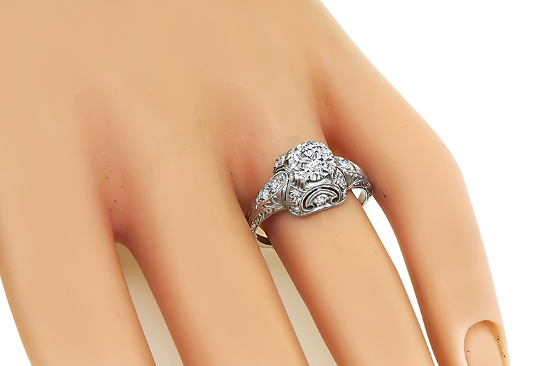 Art Deco 0.95ct Diamond Engagement Ring