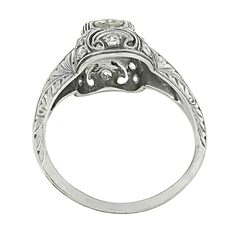 Art Deco 0.95ct Diamond Engagement Ring