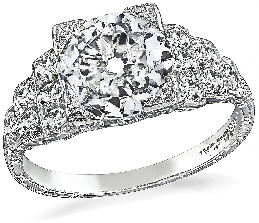 Art Deco GIA Certified 1.20ct Diamond Engagement Ring