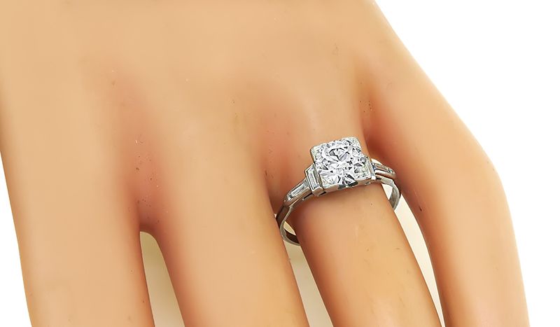 Art Deco 1.33ct Diamond Platinum Engagement Ring