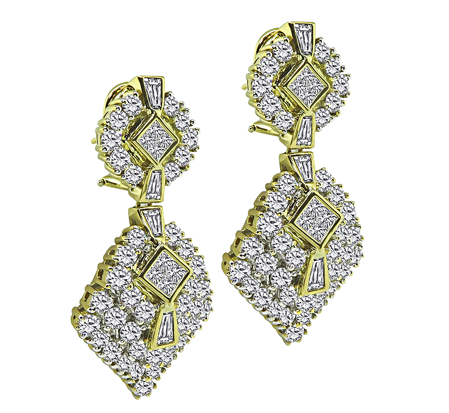 Vintage 10.00ct Diamond Gold Dangling Earrings