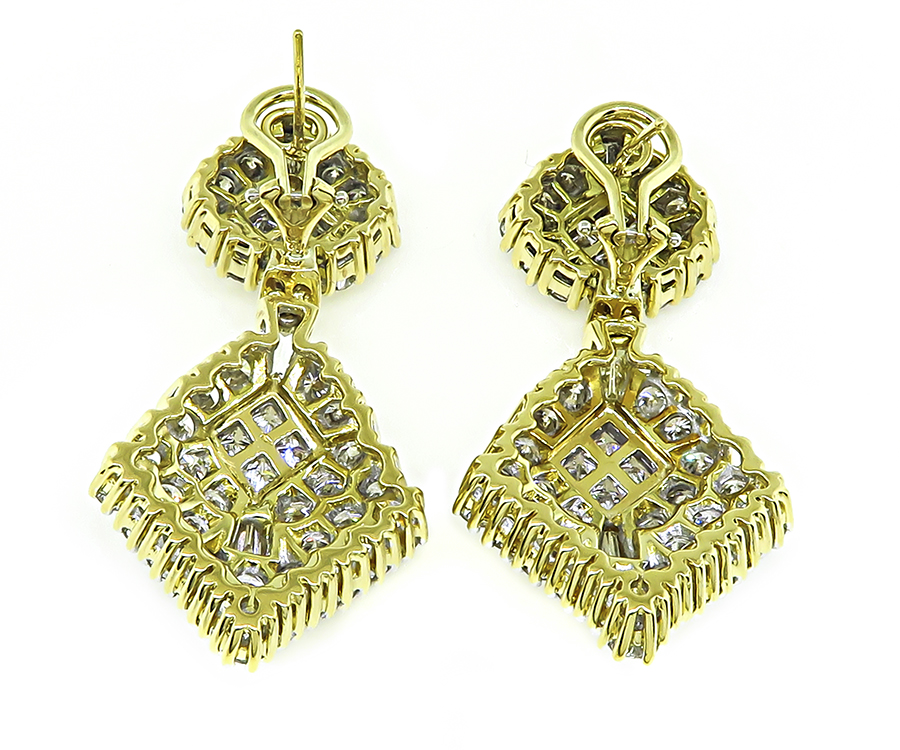 Vintage 10.00ct Diamond Gold Dangling Earrings