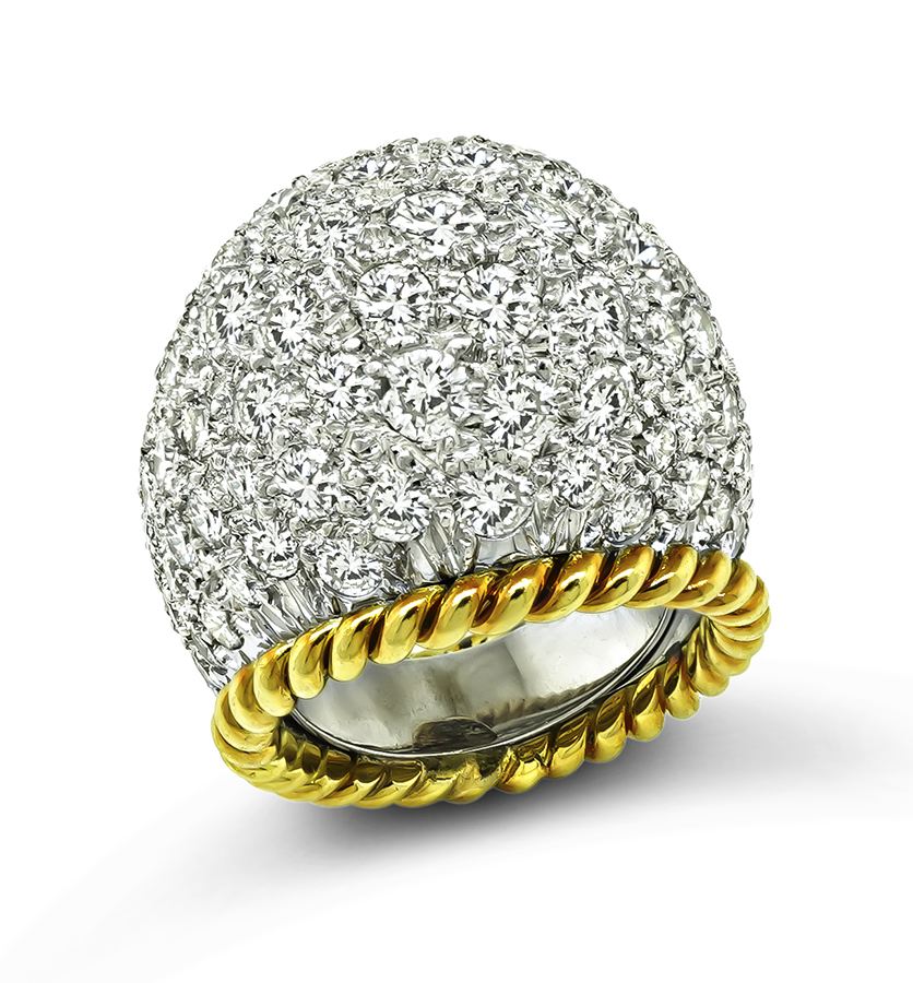Vintage 10.00ct Diamond Yellow and White Gold Ring