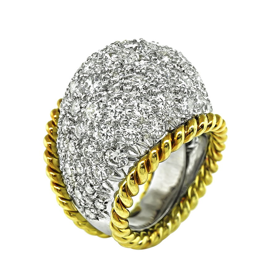 Vintage 10.00ct Diamond Yellow and White Gold Ring