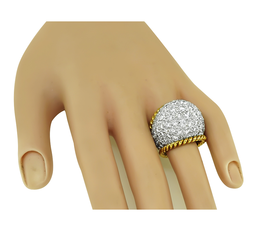 Vintage 10.00ct Diamond Yellow and White Gold Ring