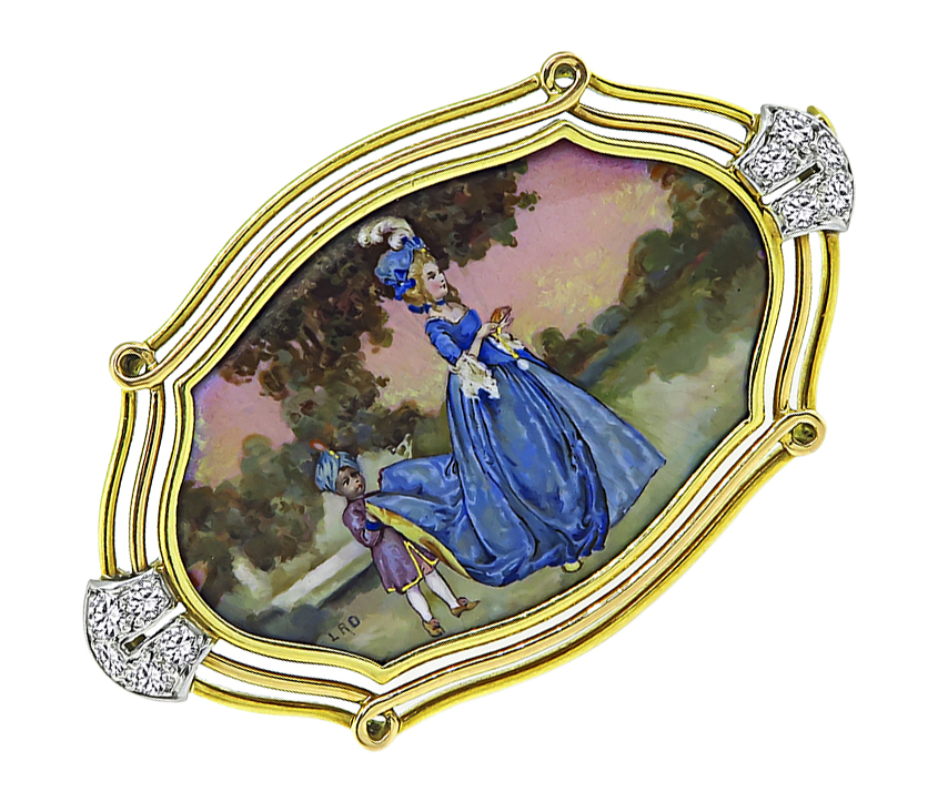 1960s 0.40ct Diamond Gold Portrait Pin