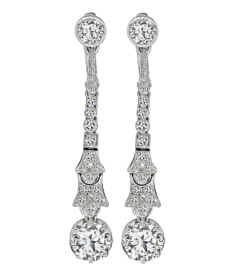 Vintage 2.24ct Diamond Drop Earrings