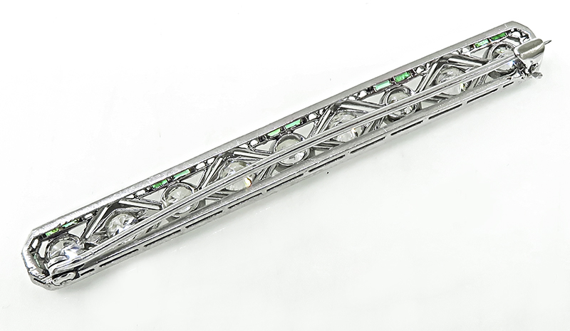 Art Deco 2.50ct Diamond Emerald Pin