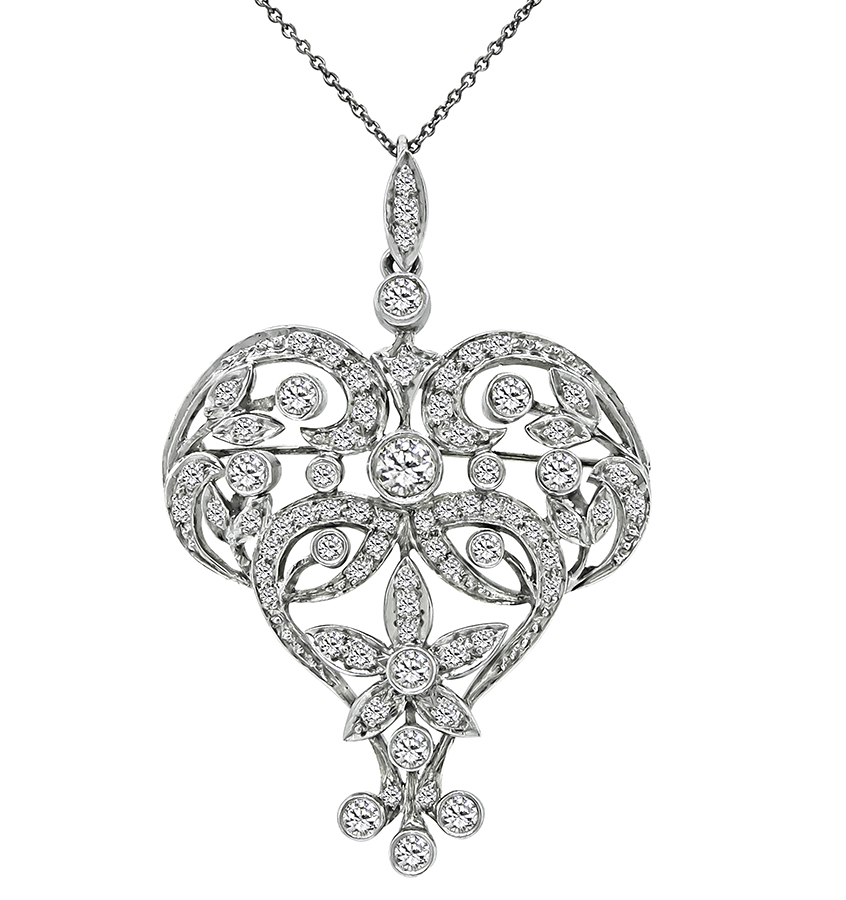 Edwardian 2.50ct Diamond Pin/Pendant Necklace