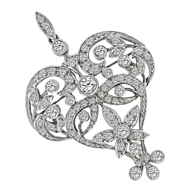 Edwardian 2.50ct Diamond Pin/Pendant Necklace