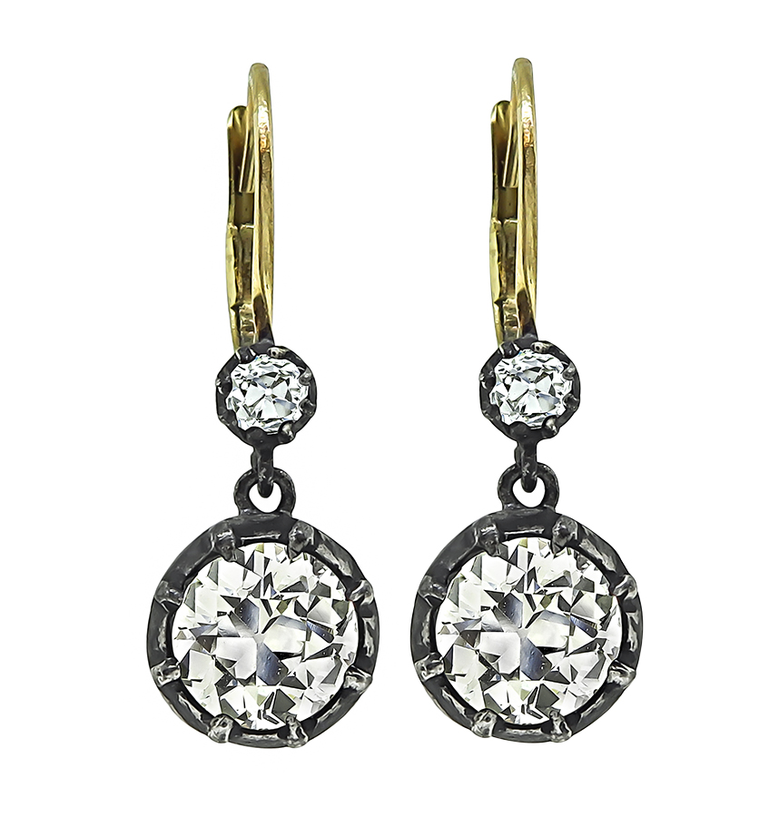 Victorian 2.69ct Diamond Earrings