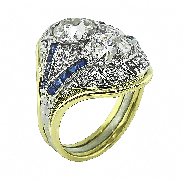 Vintage 2.76ct Diamond Sapphire Ring