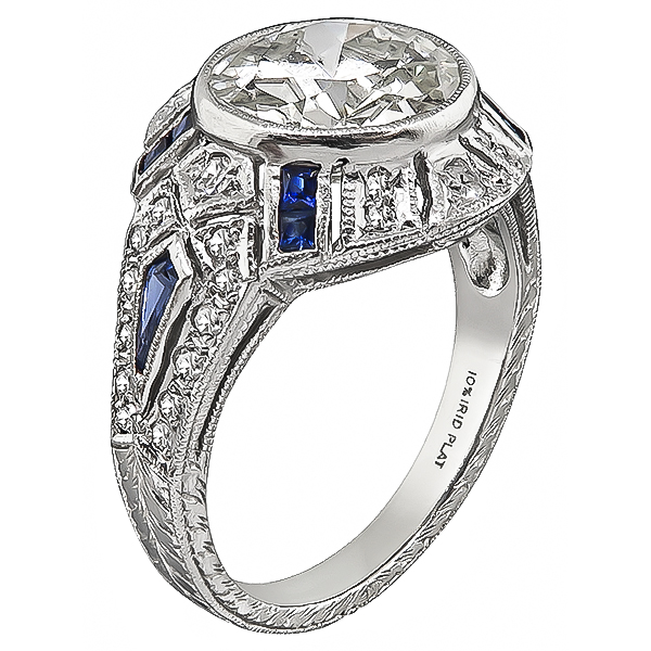 Vintage 2.90ct Diamond Sapphire Engagement Ring