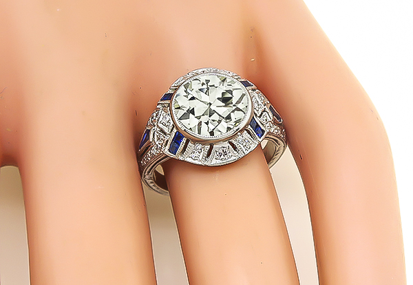 Vintage 2.90ct Diamond Sapphire Engagement Ring