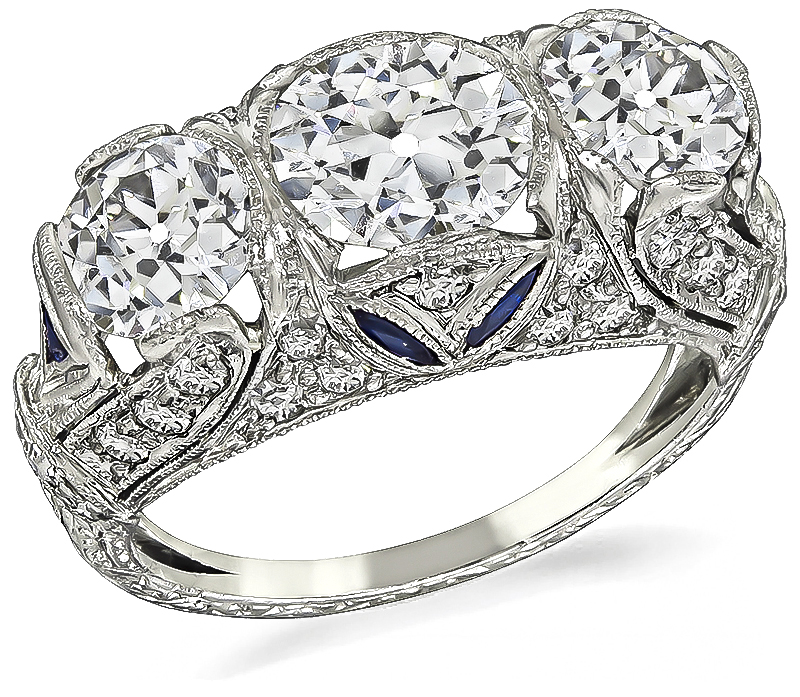 Vintage 3.13ct Diamond Sapphire Anniversary Ring