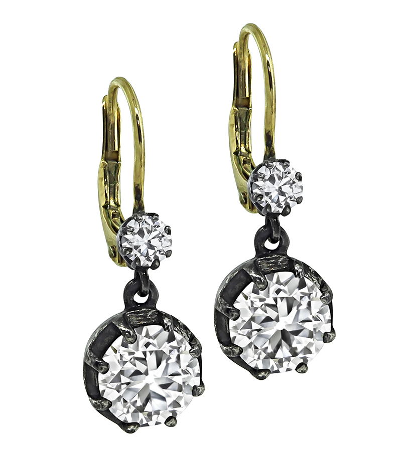 Gold and Silver Diamond Earrings