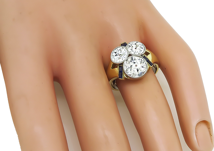 Vintage 3.60cttw Diamond Sapphire Ring