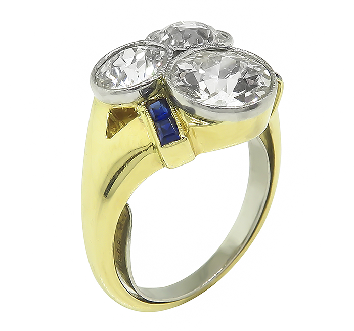 Vintage 3.60cttw Diamond Sapphire Ring