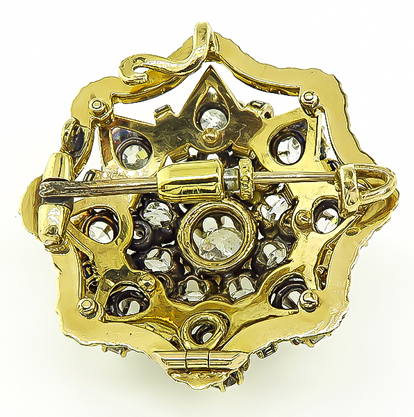 Victorian 5.00ct Diamond Enamel Pin