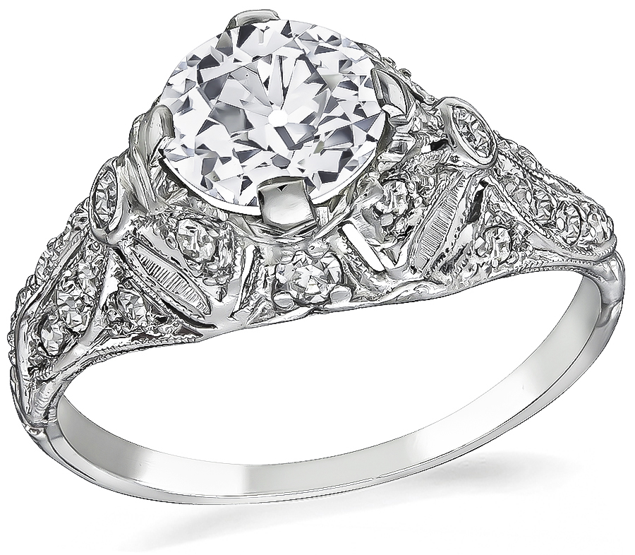 Art Deco GIA Certified 1.12ct Diamond Engagement Ring