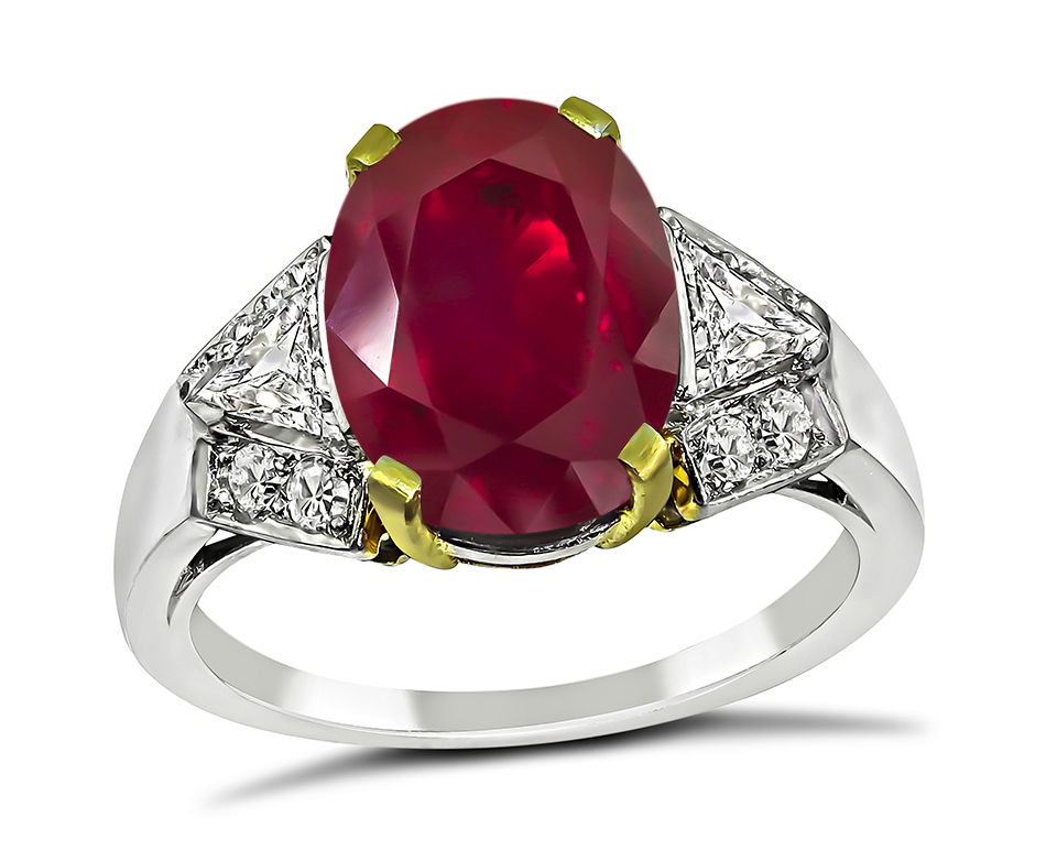 AGL Certified 3.63ct Natural No Heat Burmese Ruby Engagement Ring