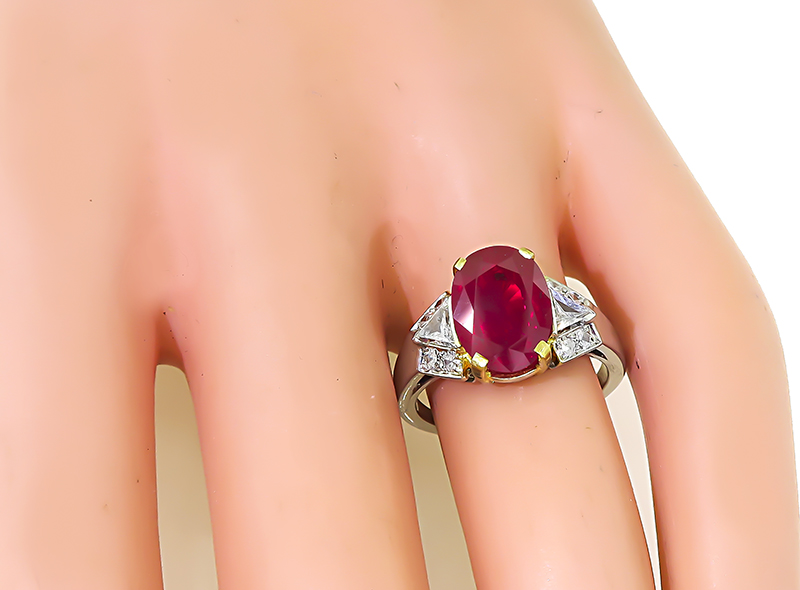 AGL Certified 3.63ct Natural No Heat Burmese Ruby Engagement Ring