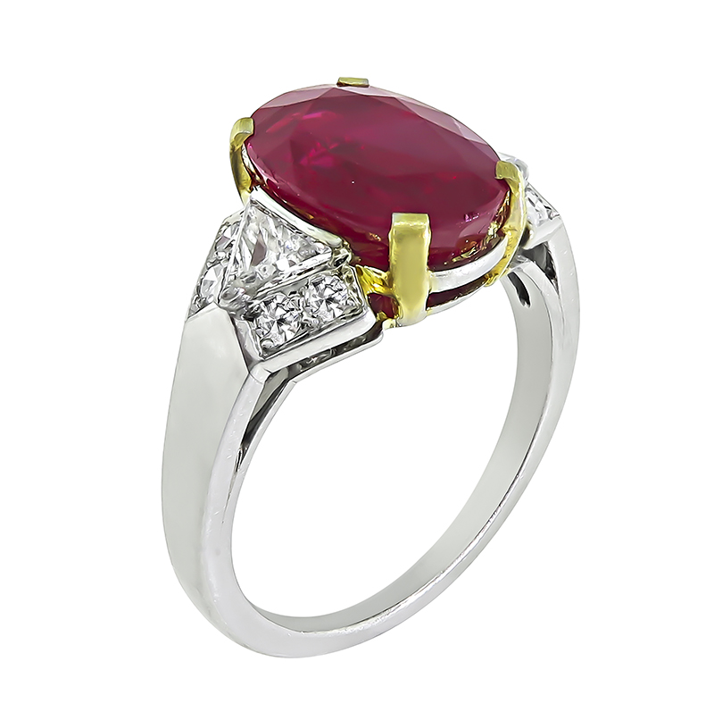 AGL Certified 3.63ct Natural No Heat Burmese Ruby Engagement Ring