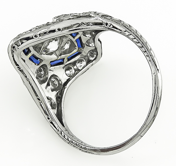 Art Deco 1.00ct Diamond Sapphire Ring