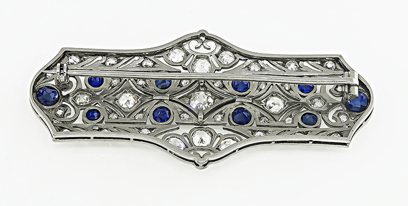 Art Deco 2.50ct Diamond 2.00ct Sapphire Pin